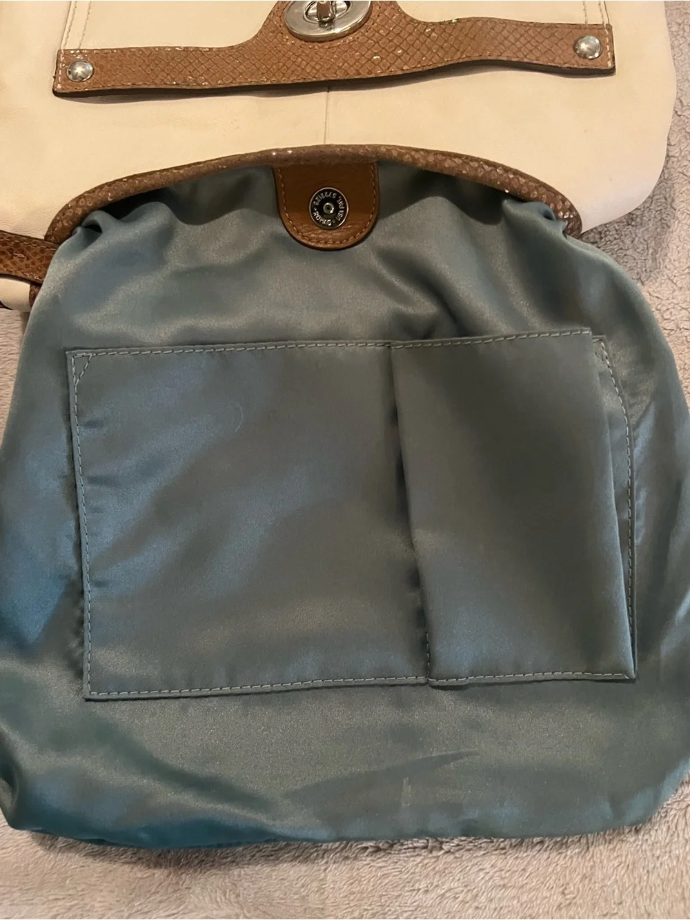 Coach Penelope Turnlock Crossbody Cream w/ Brown Snakeskin